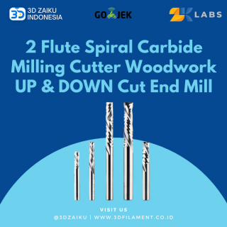 ZKLabs 2 Flute Spiral Carbide Milling Cutter Woodwork UP & DOWN Cut End Mill for CNC Router - SP2FC-D8-L22